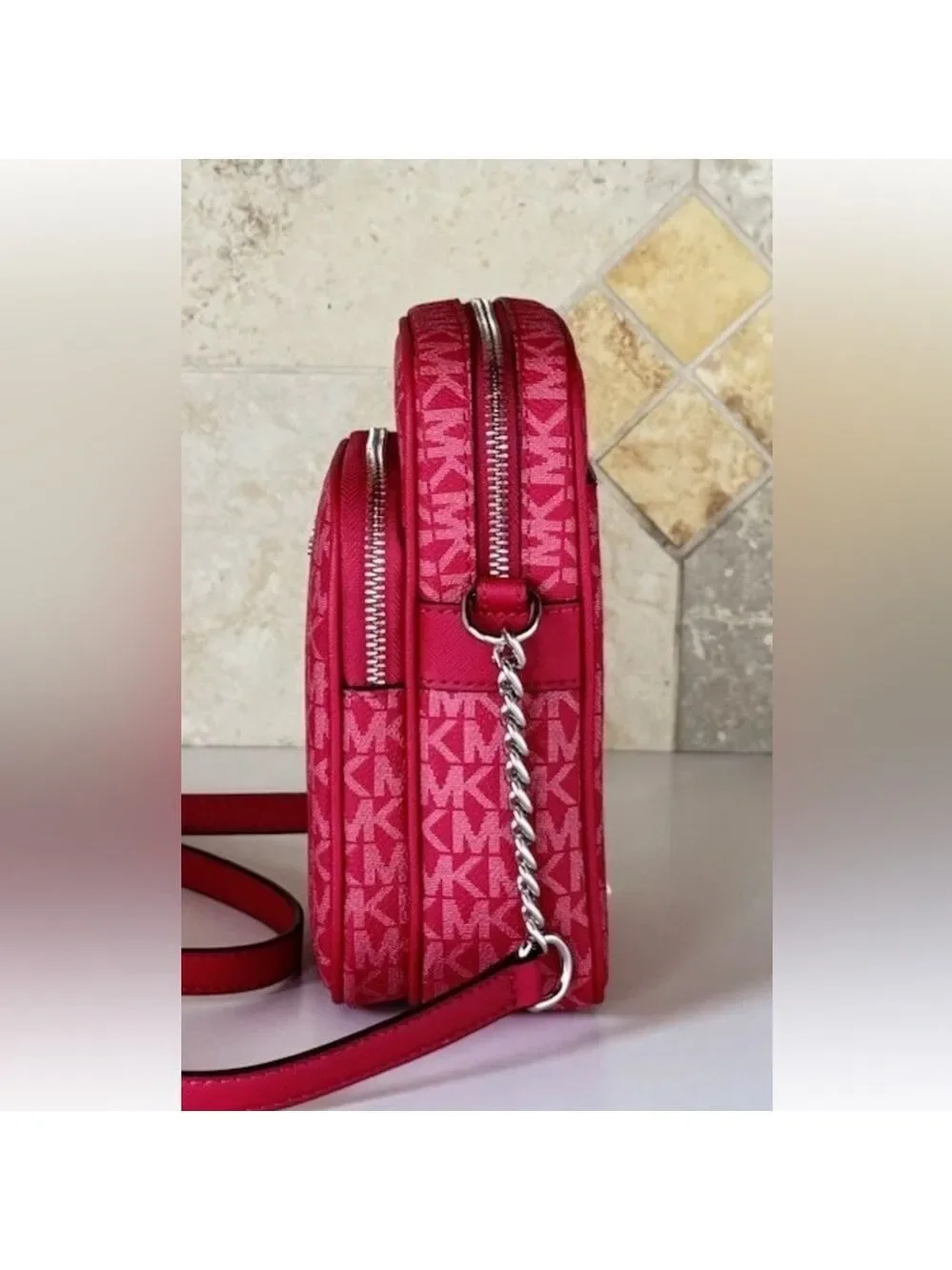Michael Kors Red Crossbody Bag Silver Hardware